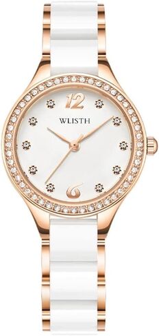 FANMIS Ladies Fashion Watches Luxury Rhinestone White Ceramic Watch Waterproof Watch Elegant Dress Watch in Kuwait