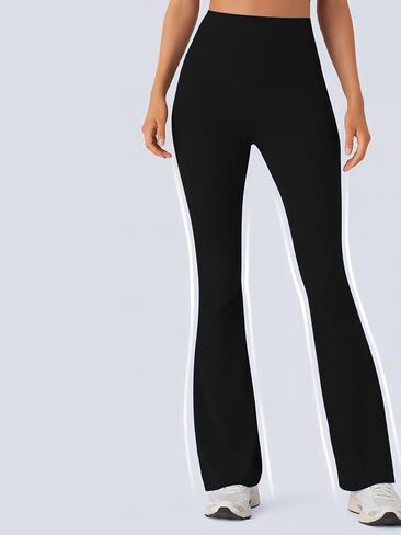 Women's Flare Yoga Pants with Pockets, High Waisted Wide Leg Lounge Seamless Workout Gym Bootcut Pants in Kuwait