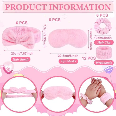 54Pcs Spa Party Favors Pink Sleepover Party Supplies for Women Bridesmaid Proposal Gifts Bulk Jewelry Case Headband Scrunchies for Girls Bridal Slumber Birthday Return Favors in Saudi Arabia