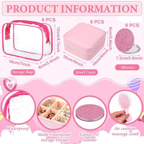 54Pcs Spa Party Favors Pink Sleepover Party Supplies for Women Bridesmaid Proposal Gifts Bulk Jewelry Case Headband Scrunchies for Girls Bridal Slumber Birthday Return Favors in Saudi Arabia