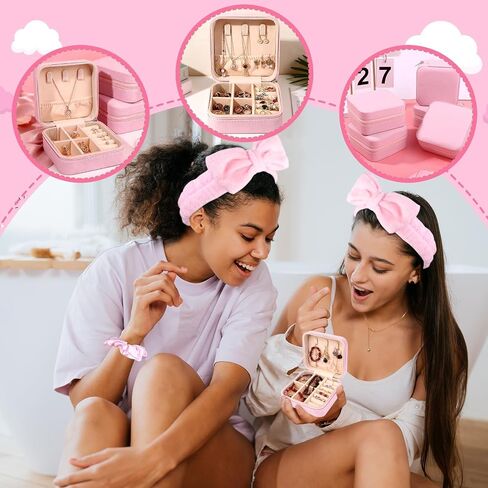 54Pcs Spa Party Favors Pink Sleepover Party Supplies for Women Bridesmaid Proposal Gifts Bulk Jewelry Case Headband Scrunchies for Girls Bridal Slumber Birthday Return Favors in Saudi Arabia