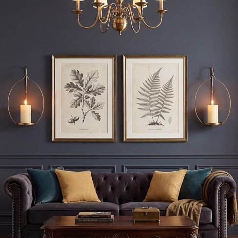 Wall Candle Sconces Set of 2 Gold Metal Wall Mounted Candle Holders Modern Farmhouse Hanging Wall Decor for Living Room Bedroom Dining Room Hallway Fireplace Decorative Pillar Candle Shelf in Saudi Arabia