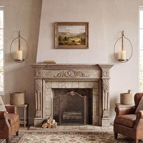 Wall Candle Sconces Set of 2 Gold Metal Wall Mounted Candle Holders Modern Farmhouse Hanging Wall Decor for Living Room Bedroom Dining Room Hallway Fireplace Decorative Pillar Candle Shelf in Saudi Arabia