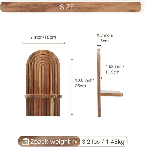 Set of 2 Farmhouse Wall Sconces - Solid Acacia Wood Wall Candle Holders Shelf, Rustic Wall Decor for Living Room, Bedroom, Bathroom, Boho Modern Home Decor in Saudi Arabia