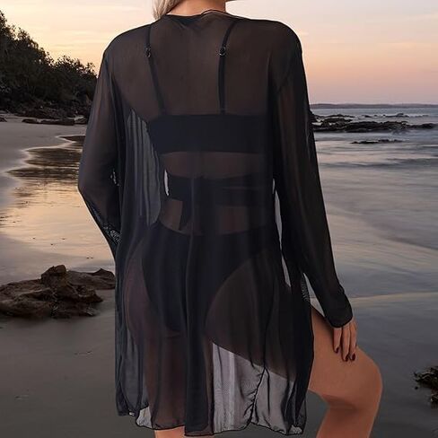 Women’s 3 Piece Bikini Set with Sheer Long Sleeve Cover-Up High Cut Wrap Cheeky Swimsuits Swimwear in Saudi Arabia