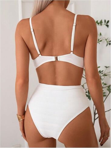 RoseSeek Women's 2 Piece Bikini Sets Twist Front Bras and High Waisted Panties Summer Beachwear Swimwear in Kuwait
