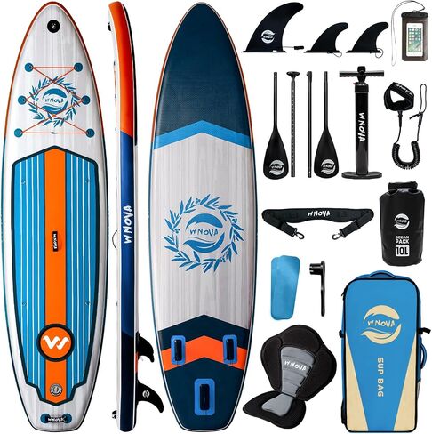 Extra Wide Inflatable Paddle Board, 11' x 34" x 6" Stand Up Paddle Board for Adults, SUP Accessories with Camera Mount, 2+1 Family for Lake, Ocean, Sea in Saudi Arabia