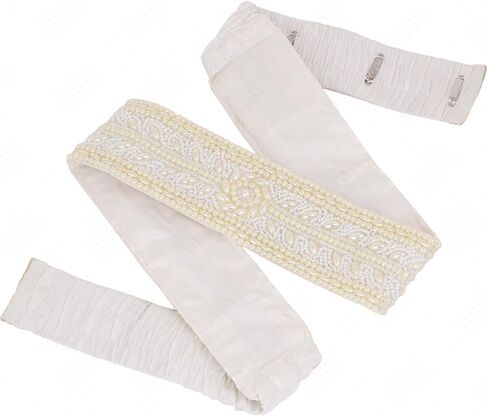 VAMA Fashions White Pearl Kamarband Maggam Work Cloth Waist Hip Belt Streachable Kamarpatta Lehenga Sontada Belt Aari Work Belt Saree Kamarbandh Vaddanam For Wedding (Medium, White) in Saudi Arabia