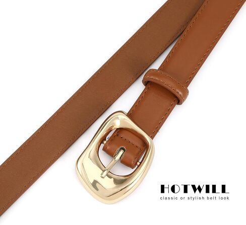 HOTWILL Women Belt with Gold Buckle Ladies Fashion Faux Leather Waist Belt for Jeans Pants in Saudi Arabia