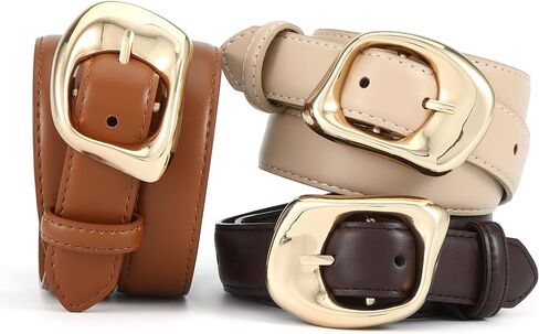HOTWILL Women Belt with Gold Buckle Ladies Fashion Faux Leather Waist Belt for Jeans Pants in Saudi Arabia