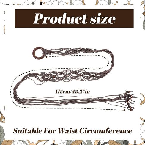 Women's Bohe Rope Braid Waist Belt Bohemian Woven Belt for Women Wooden Beaded Braided Belt Renaissance Rope Wide Belts in Kuwait