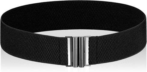 Larrel Black Wide Stretchy Belts for Women, Women Wide Elastic Waist Cinch Belt, Vintage Elastic Waist Belts, Adjustable Cinch Belt for Dresses and Pants in Kuwait