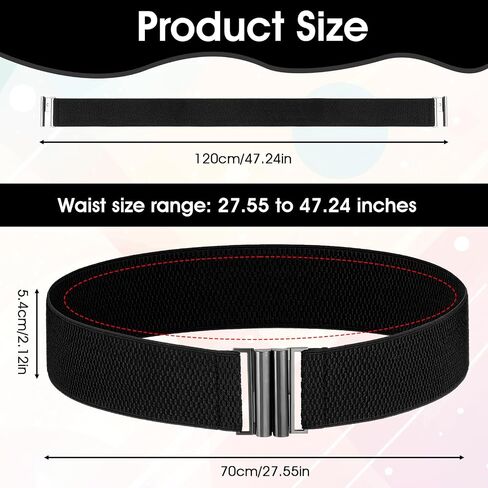 Larrel Black Wide Stretchy Belts for Women, Women Wide Elastic Waist Cinch Belt, Vintage Elastic Waist Belts, Adjustable Cinch Belt for Dresses and Pants in Kuwait
