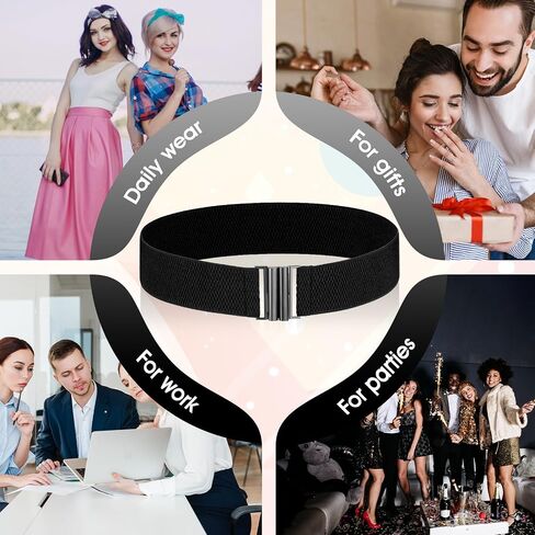 Larrel Black Wide Stretchy Belts for Women, Women Wide Elastic Waist Cinch Belt, Vintage Elastic Waist Belts, Adjustable Cinch Belt for Dresses and Pants in Kuwait