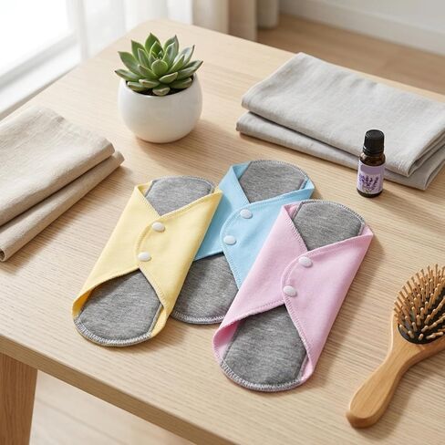 9 PCS Washable Incontinence Pads for Women, Reusable Incontinence Pads for Women, Reusable Panty Liners, Set with 3 Pink, 3 Yellow, 3 Blue, Soft and Absorbent, Comfortable and Discreet in Saudi Arabia