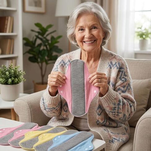 9 PCS Washable Incontinence Pads for Women, Reusable Incontinence Pads for Women, Reusable Panty Liners, Set with 3 Pink, 3 Yellow, 3 Blue, Soft and Absorbent, Comfortable and Discreet in Saudi Arabia