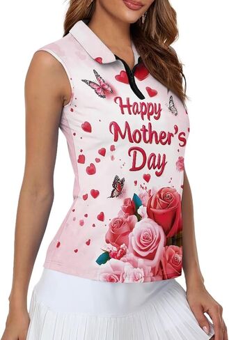 Sleeveless Golf Polo Shirts for Women, Zip Women Sleeveless Golf Shirt, Tank Tops Polo Shirts for Summer in Saudi Arabia