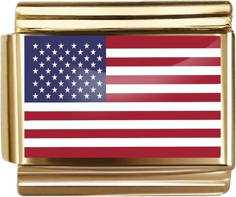 Gold Flag Charm of United States for Italian Charm Bracelet,9MM in Saudi Arabia
