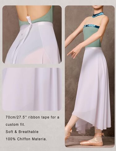 LingTing Dance Skirts for Women, Long Chiffon Ballet Skirt, Women's Dance Wrap Skirt with Tie in Saudi Arabia