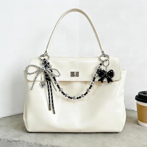 Black Bow Keychain for Women, Beaded l Braided Rope Purse Charms for Handbag, Accessory Bag Charms for Tote Bag in Saudi Arabia