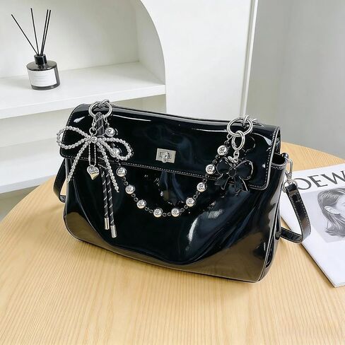 Black Bow Keychain for Women, Beaded l Braided Rope Purse Charms for Handbag, Accessory Bag Charms for Tote Bag in Saudi Arabia