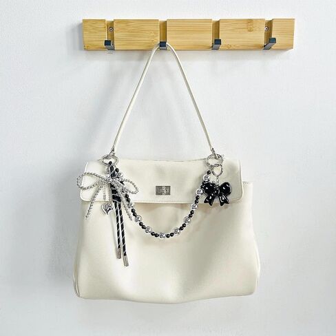 Black Bow Keychain for Women, Beaded l Braided Rope Purse Charms for Handbag, Accessory Bag Charms for Tote Bag in Saudi Arabia