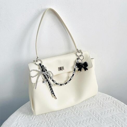 Black Bow Keychain for Women, Beaded l Braided Rope Purse Charms for Handbag, Accessory Bag Charms for Tote Bag in Saudi Arabia