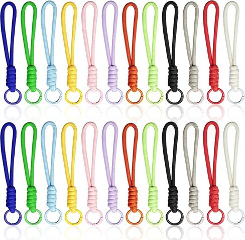 24 PCS Paracord Keychain Braided Rope Keychain Lanyard Wristlet for Car Keys Ring, Backpack Purse Phone Charm Plush Toys DIY in Saudi Arabia