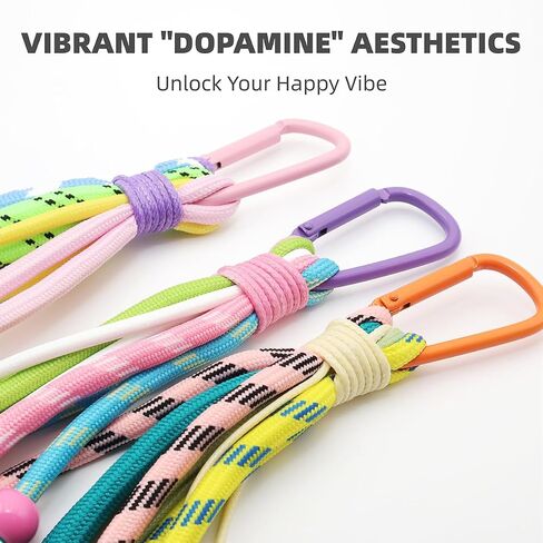 Colorful Paracord Tassel Keychain for Bags – Cute Rope & Bead Charm with Carabiner Clip, Aesthetic Backpack Accessory for Girls, Kids, Teens – Handmade Multicolor Key Ring Decoration 3 Pack in Saudi Arabia