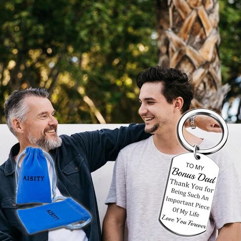 Aisity Fathers Day Gift for Bonus Dad Stepdad Gifts from Daughter Bonus Dad Keychain Best Daddy Ever Appreciation Gifts Birthday Christmas Gift for Step Father in Saudi Arabia