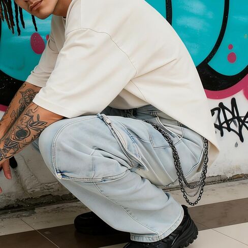 Hip Hop Punk Style Silver Pants Chain for Men Women, Heavy Duty Metal Jean Chains Wallet Chain for Jeans Pants, Gothic Streetwear Chain for Women Pant Chains in Kuwait
