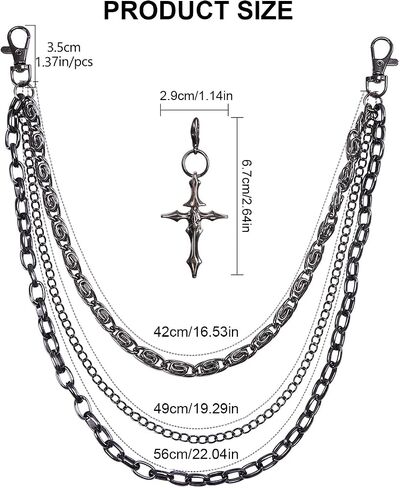 Hip Hop Punk Style Silver Pants Chain for Men Women, Heavy Duty Metal Jean Chains Wallet Chain for Jeans Pants, Gothic Streetwear Chain for Women Pant Chains in Kuwait