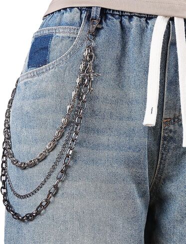 Hip Hop Punk Style Silver Pants Chain for Men Women, Heavy Duty Metal Jean Chains Wallet Chain for Jeans Pants, Gothic Streetwear Chain for Women Pant Chains in Kuwait