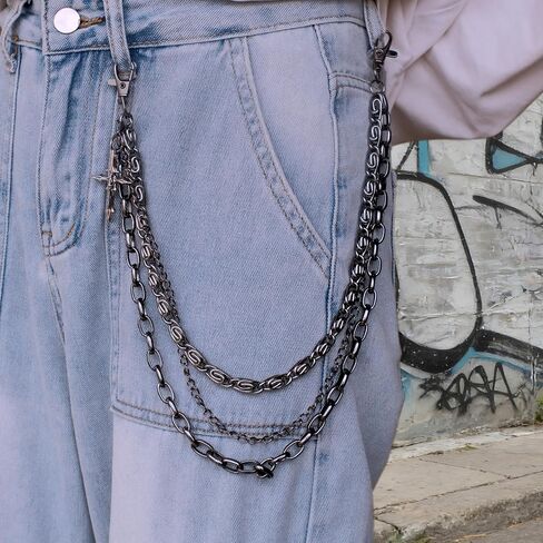Hip Hop Punk Style Silver Pants Chain for Men Women, Heavy Duty Metal Jean Chains Wallet Chain for Jeans Pants, Gothic Streetwear Chain for Women Pant Chains in Kuwait