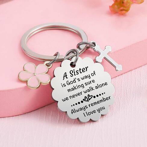 Sister Gifts Keychain, Christmas Birthday Gifts Key chain for Sister, Christian Gifts Ideas, Stocking Stuffers for Sister in Saudi Arabia