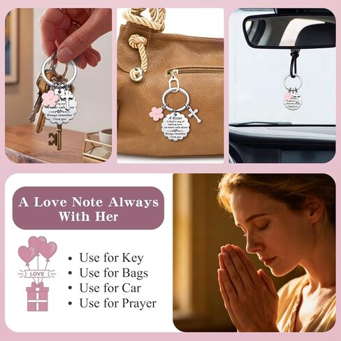 Sister Gifts Keychain, Christmas Birthday Gifts Key chain for Sister, Christian Gifts Ideas, Stocking Stuffers for Sister in Saudi Arabia
