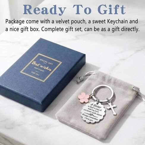 Sister Gifts Keychain, Christmas Birthday Gifts Key chain for Sister, Christian Gifts Ideas, Stocking Stuffers for Sister in Saudi Arabia