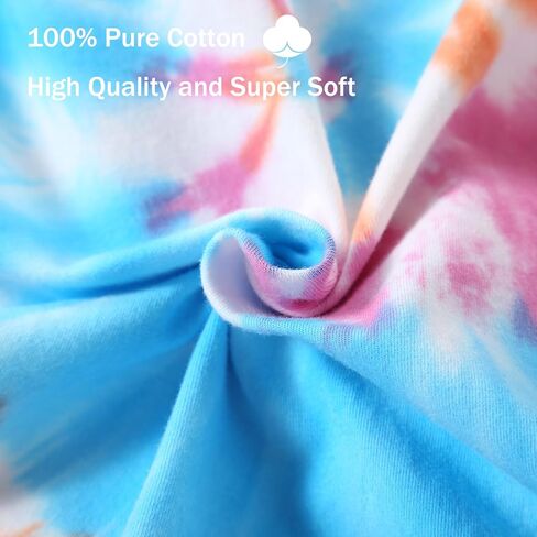 Toddler Girls Cotton Tie dye Dress Ruffle Sleeve Summer Rainbow Casual Sundress in Saudi Arabia