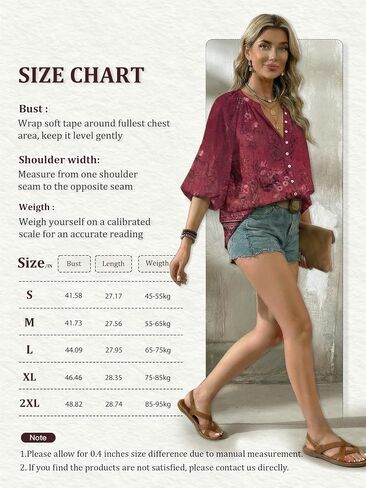 Women Boho Ethnic Print 3/4 Sleeve Blouse Casual V Neck Button Front Shirt for Daily Wear and Outdoor Styling Use in Kuwait