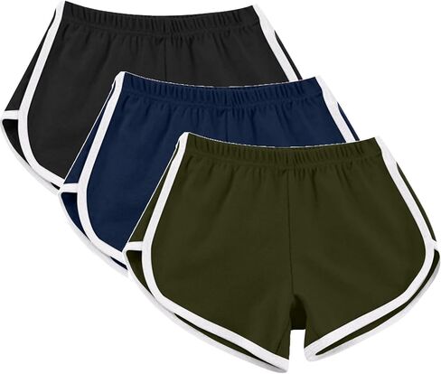 3 Pack Yoga Dance Shorts for Women Elastic Waist Lounge Sports Short Pant Casual Summer Athletic Gym Running Short in Kuwait