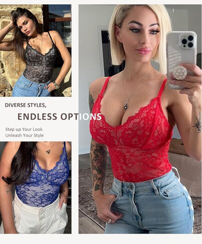 FeelinGirl Bodysuits for Women Shapewear Tummy Control Lace V-Neck Body Suits Tops Backless Body Shaper Black L in Kuwait