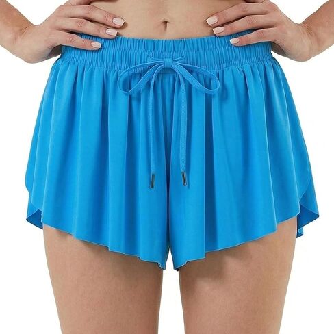 Flowy Shorts Women Tennis Butterfly Shorts 2-in-1 Double Layer Comfy for Athletic,Causal in Saudi Arabia