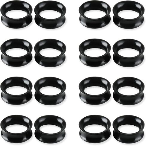 16Pcs Silicone Ear Gauges 8G-25mm Flexible Ear Tunnels Gauges Soft Expander Stretching Ear Plugs Tunnels Black & White & Clear Earring Piercings Jewelry for Men Women in Kuwait