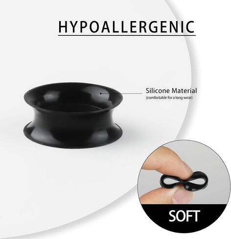16Pcs Silicone Ear Gauges 8G-25mm Flexible Ear Tunnels Gauges Soft Expander Stretching Ear Plugs Tunnels Black & White & Clear Earring Piercings Jewelry for Men Women in Kuwait