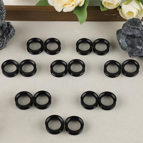 16Pcs Silicone Ear Gauges 8G-25mm Flexible Ear Tunnels Gauges Soft Expander Stretching Ear Plugs Tunnels Black & White & Clear Earring Piercings Jewelry for Men Women in Kuwait