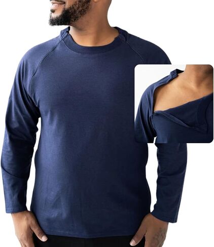 تي شيرت رجالي Adaptive Chemo Raglan مع سحابات على الصدر | قميص مريح قابل للتمدد فائق النعومة in Kuwait
