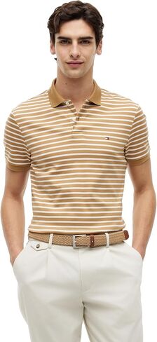Tommy Hilfiger Men's Liquid Cotton Regular Short Sleeve Polo, Brilliant Orange Heather in Kuwait