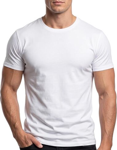 Cotton King Mens Cotton Blend Crew Neck T-Shirt Ultrasoft Athletic Fit T Shirts for Men Short Sleeve Solid Casual Tee in Kuwait