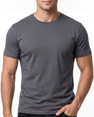 Cotton King Mens Cotton Blend Crew Neck T-Shirt Ultrasoft Athletic Fit T Shirts for Men Short Sleeve Solid Casual Tee in Kuwait