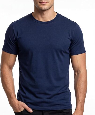 Cotton King Mens Cotton Blend Crew Neck T-Shirt Ultrasoft Athletic Fit T Shirts for Men Short Sleeve Solid Casual Tee in Kuwait